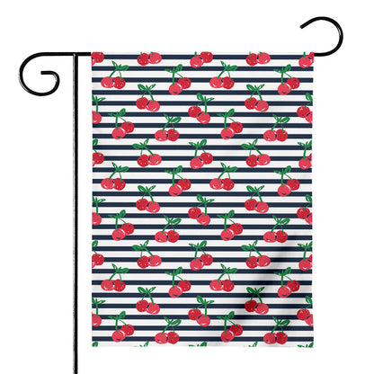 Cherry Striped Pattern Print House Flag