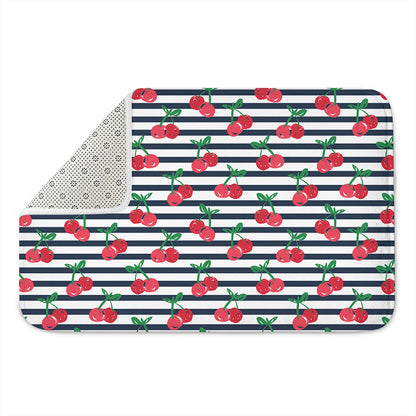 Cherry Striped Pattern Print Indoor Door Mat