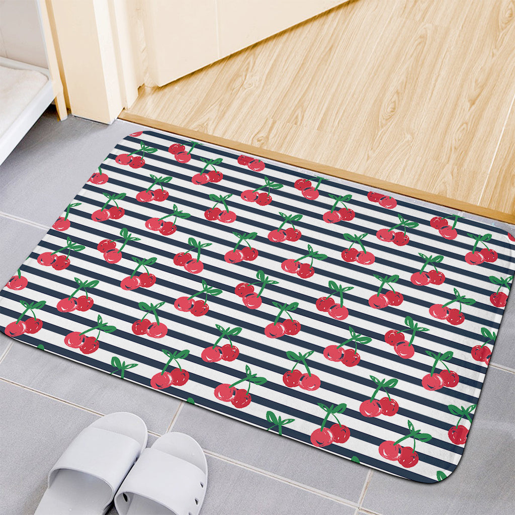 Cherry Striped Pattern Print Indoor Door Mat