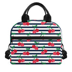 Cherry Striped Pattern Print Insulated Lunch Bag