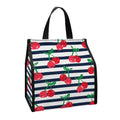 Cherry Striped Pattern Print Insulated Lunch Tote