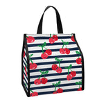Cherry Striped Pattern Print Insulated Lunch Tote