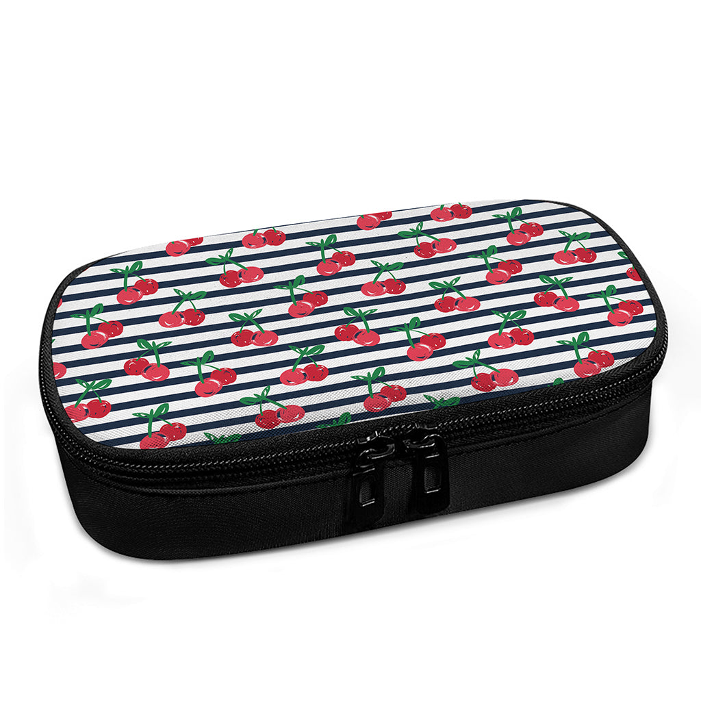 Cherry Striped Pattern Print Insulin Cooler Travel Case