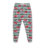Cherry Striped Pattern Print Jogger Pants