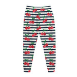 Cherry Striped Pattern Print Jogger Pants