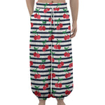 Cherry Striped Pattern Print Lantern Pants