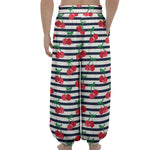 Cherry Striped Pattern Print Lantern Pants