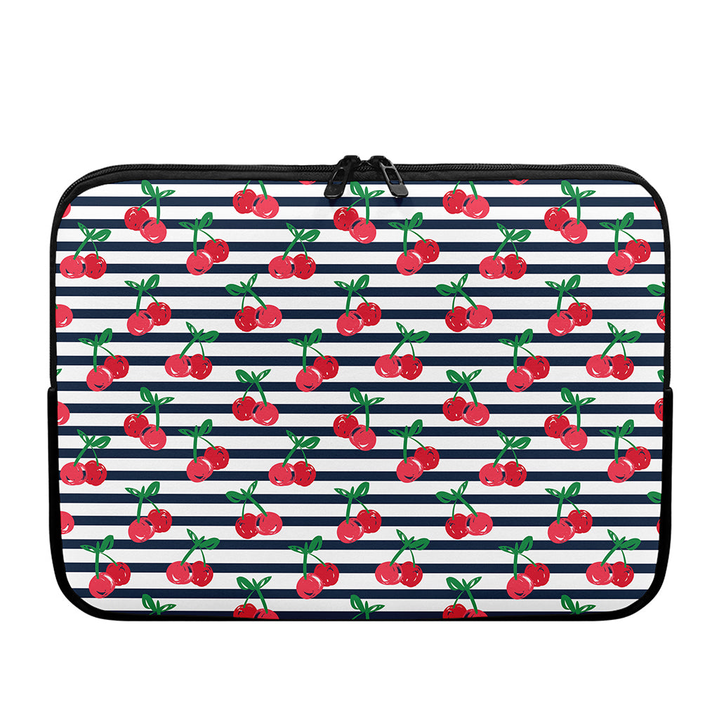 Cherry Striped Pattern Print Laptop Sleeve