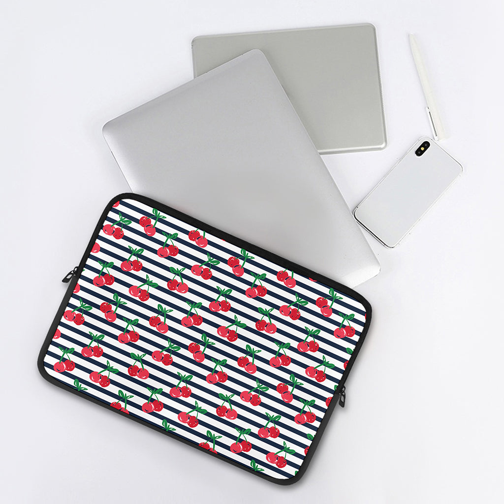 Cherry Striped Pattern Print Laptop Sleeve