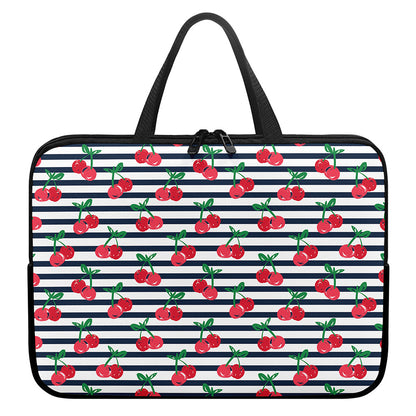 Cherry Striped Pattern Print Laptop Sleeve With Handle
