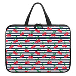 Cherry Striped Pattern Print Laptop Sleeve With Handle
