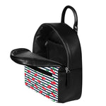 Cherry Striped Pattern Print Leather Backpack