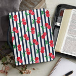 Cherry Striped Pattern Print Leather Bible Cover