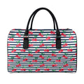 Cherry Striped Pattern Print Leather Duffel Bag