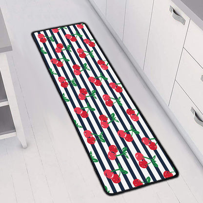 Cherry Striped Pattern Print Long Kitchen Mat