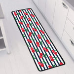 Cherry Striped Pattern Print Long Kitchen Mat