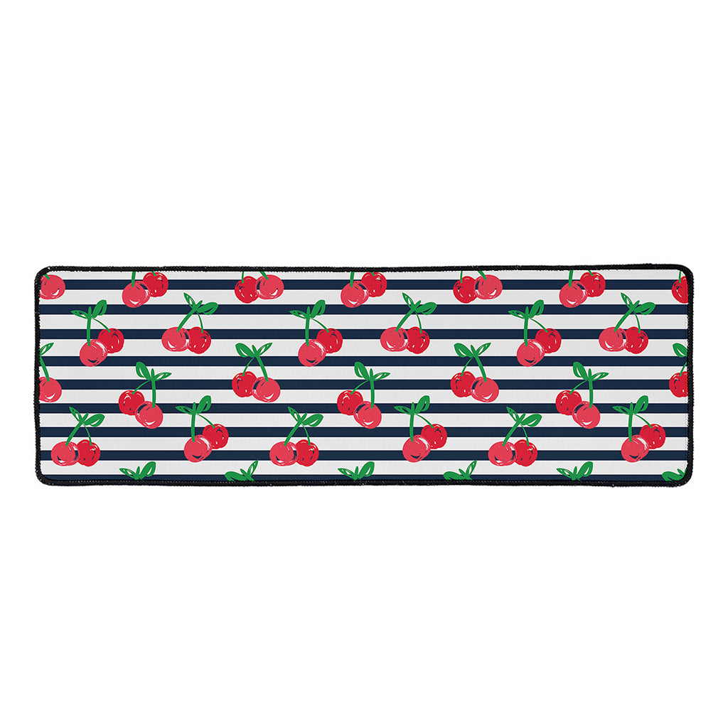 Cherry Striped Pattern Print Long Kitchen Mat
