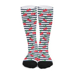 Cherry Striped Pattern Print Long Socks