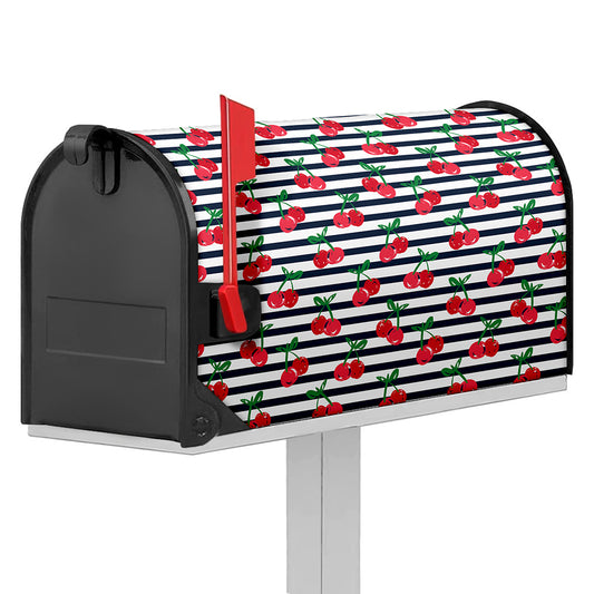 Cherry Striped Pattern Print Mailbox Cover
