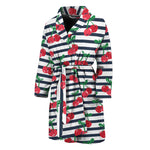 Cherry Striped Pattern Print Men's Bathrobe
