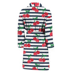 Cherry Striped Pattern Print Men's Bathrobe