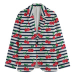 Cherry Striped Pattern Print Men's Blazer