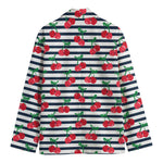 Cherry Striped Pattern Print Men's Blazer