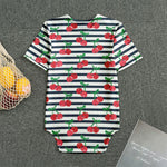 Cherry Striped Pattern Print Men's Bodysuit