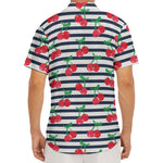 Cherry Striped Pattern Print Men's Deep V-Neck Shirt
