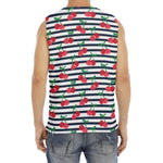 Cherry Striped Pattern Print Men's Fitness Tank Top