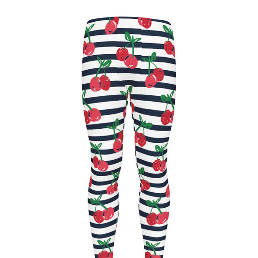 Cherry Striped Pattern Print Men's leggings