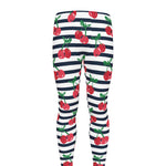 Cherry Striped Pattern Print Men's leggings