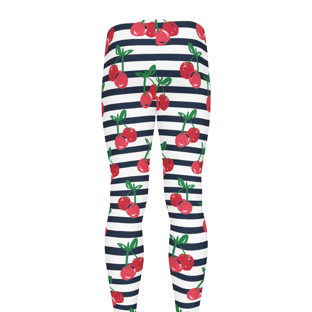 Cherry Striped Pattern Print Men's leggings