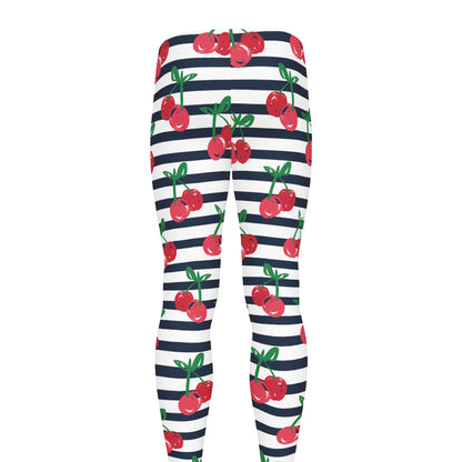 Cherry Striped Pattern Print Men's leggings