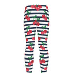 Cherry Striped Pattern Print Men's leggings