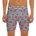 Cherry Striped Pattern Print Men's Long Boxer Briefs