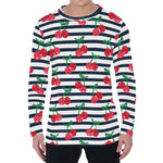 Cherry Striped Pattern Print Men's Long Sleeve T-Shirt