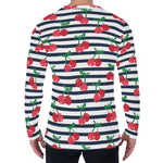 Cherry Striped Pattern Print Men's Long Sleeve T-Shirt