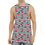 Cherry Striped Pattern Print Men's Muscle Tank Top
