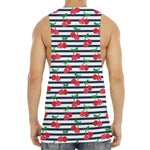 Cherry Striped Pattern Print Men's Muscle Tank Top