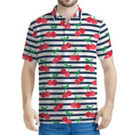 Cherry Striped Pattern Print Men's Polo Shirt