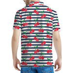 Cherry Striped Pattern Print Men's Polo Shirt