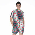 Cherry Striped Pattern Print Men's Romper
