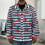 Cherry Striped Pattern Print Men's Shirt Jacket