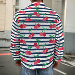 Cherry Striped Pattern Print Men's Shirt Jacket