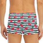 Cherry Striped Pattern Print Men's Short Boxer Briefs