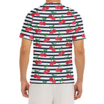 Cherry Striped Pattern Print Men's Short Sleeve Rash Guard