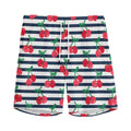 Cherry Striped Pattern Print Men's Athletic Shorts