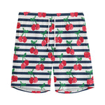 Cherry Striped Pattern Print Men's Sports Shorts