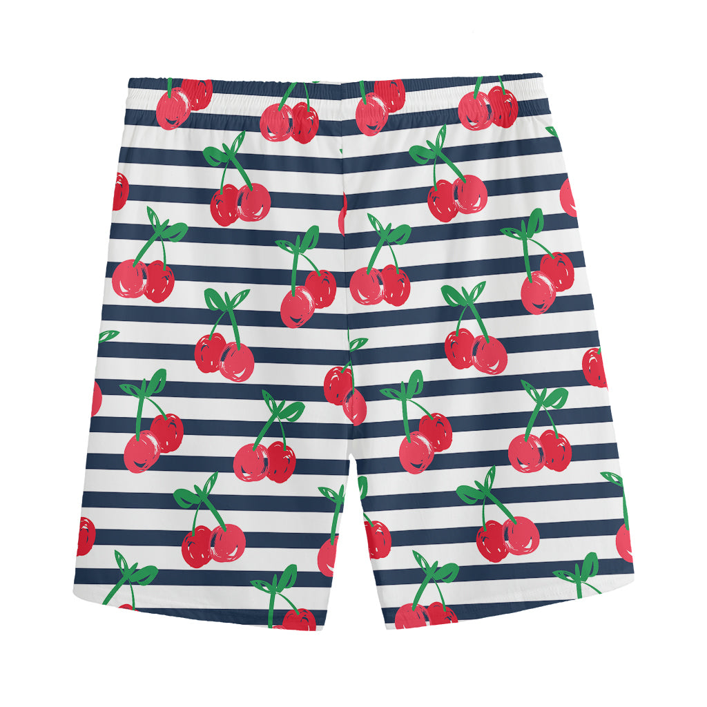 Cherry Striped Pattern Print Men's Sports Shorts